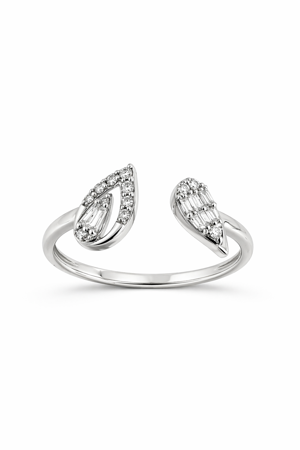 Silver Open Ring with Sparkling Diamond Accents