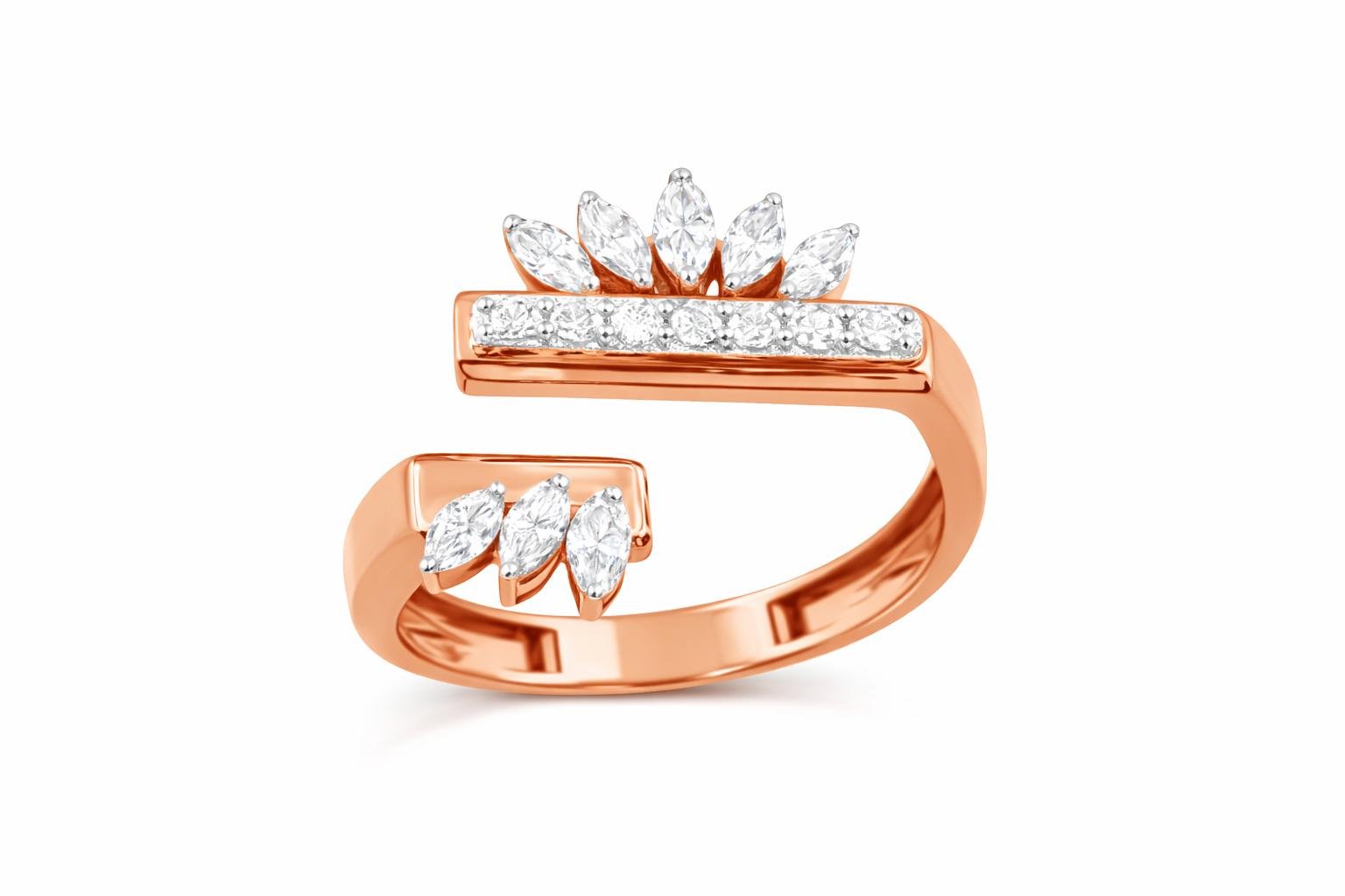Rose Gold Open Crown Diamond Ring