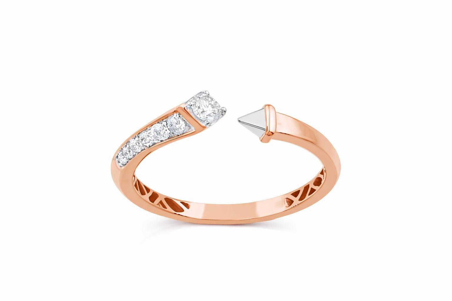 Rose Gold Open Nail Diamond Ring