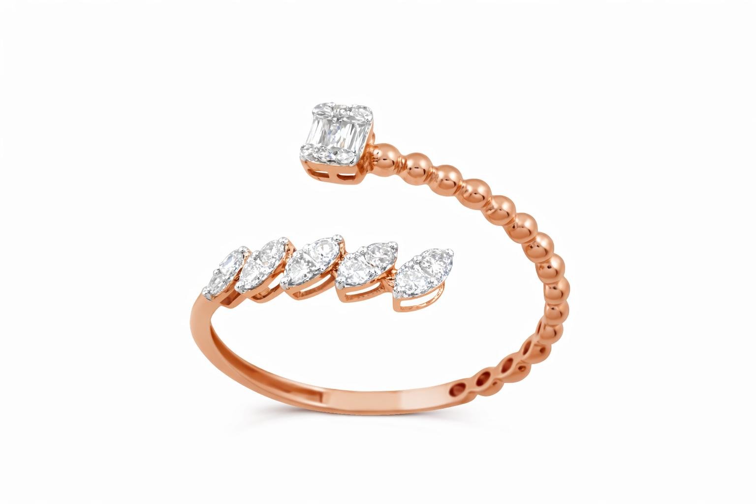 Rose Gold Open Beaded Diamond Ring
