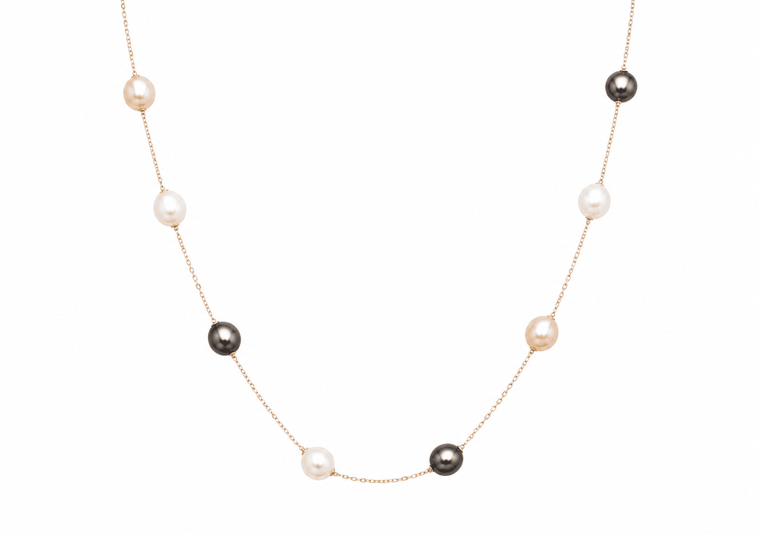 Multicolor Pearl Station Necklace