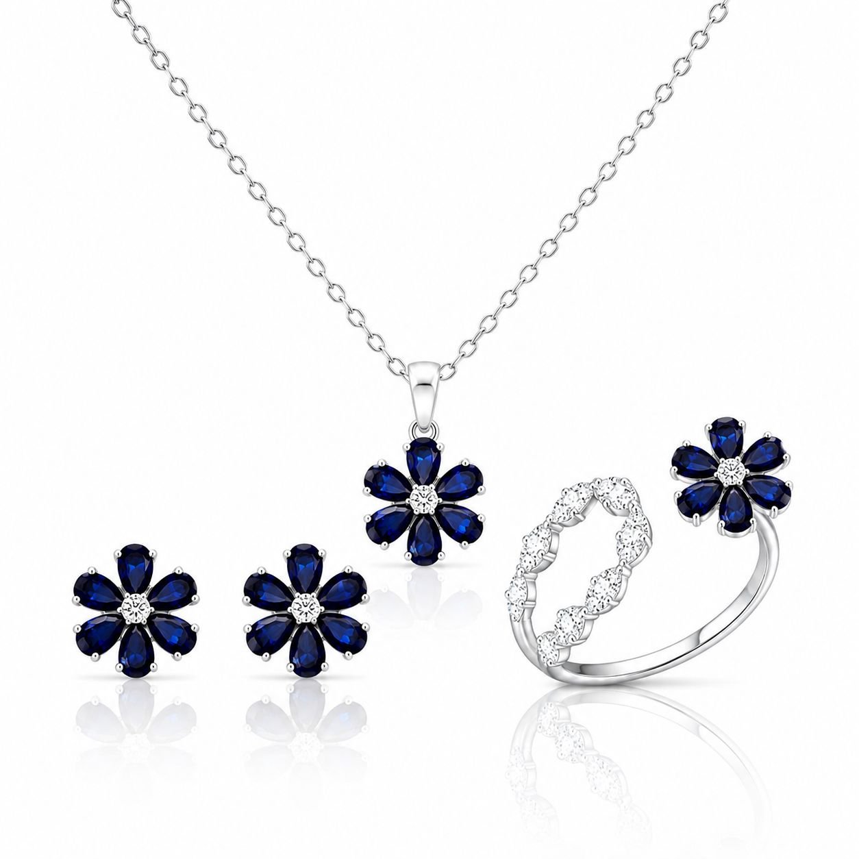 Sapphire Bloom Three-Piece Set