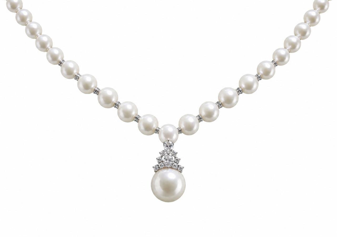 Crown Pendant Pearl Necklace